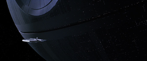 The Millenium Falcon entering the Death Star